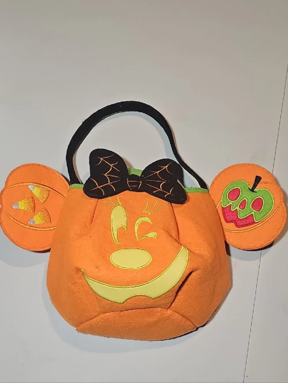Disney Orange Pumpkin Trick-or-Treat Bag with Black Ears and Green Lining